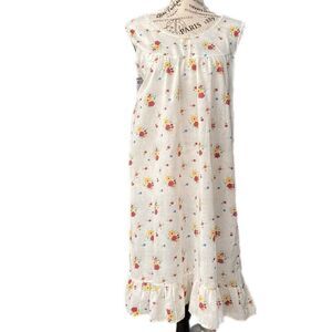 Vintage Elsie of Miami Night Dress in Cream and Floral Size Large